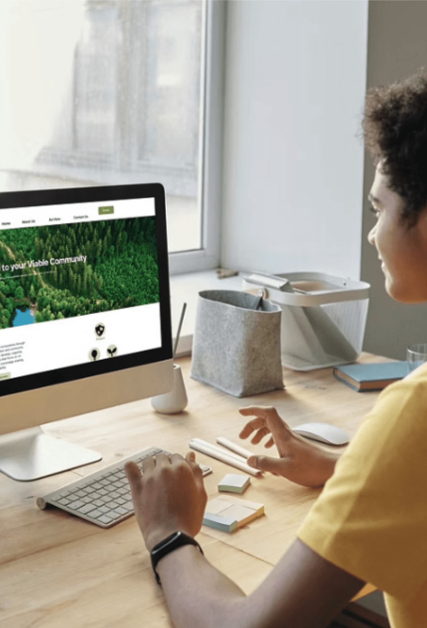 Young person using Viable website